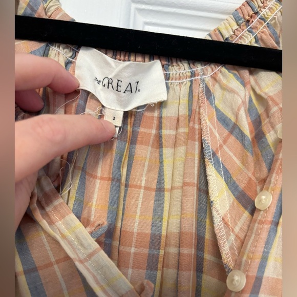 THE GREAT. Iris dress in washed rose plaid Medium - Picture 5 of 15